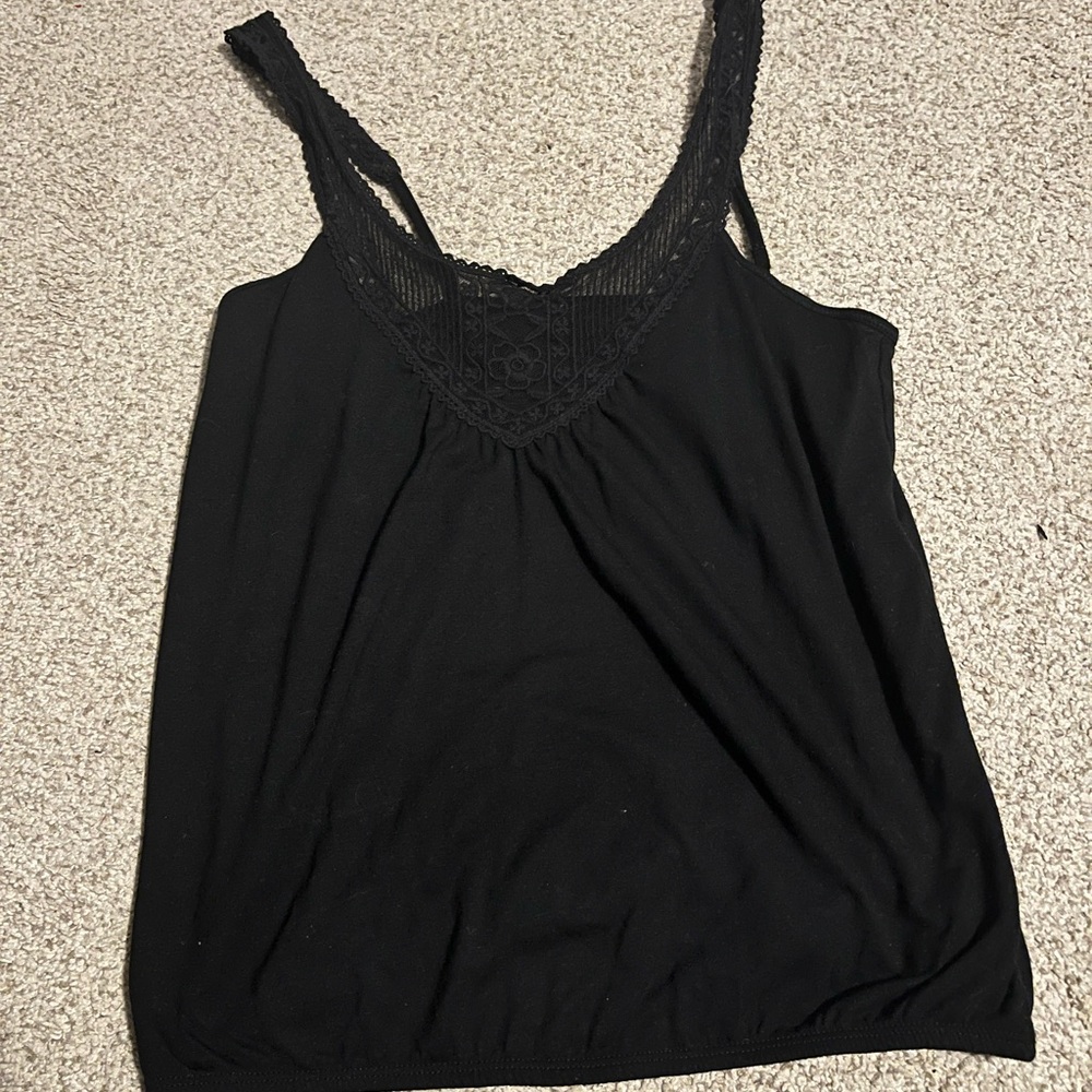 American Eagle Lace Embellished Tank with Adjustable Straps and Banded Bottom